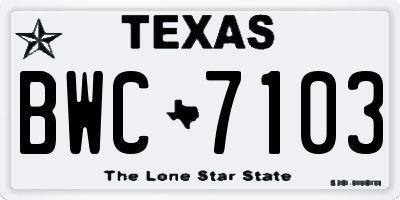 TX license plate BWC7103
