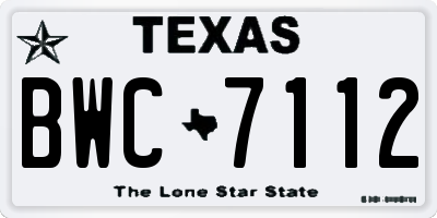 TX license plate BWC7112