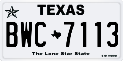 TX license plate BWC7113