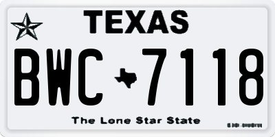 TX license plate BWC7118