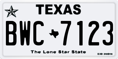 TX license plate BWC7123
