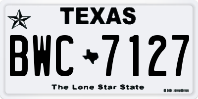 TX license plate BWC7127