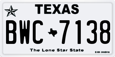 TX license plate BWC7138