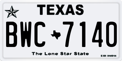 TX license plate BWC7140