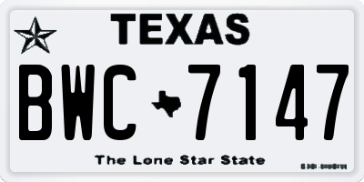 TX license plate BWC7147