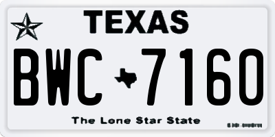 TX license plate BWC7160