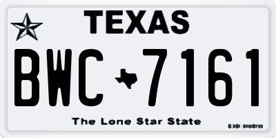 TX license plate BWC7161