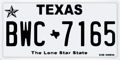 TX license plate BWC7165