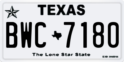 TX license plate BWC7180