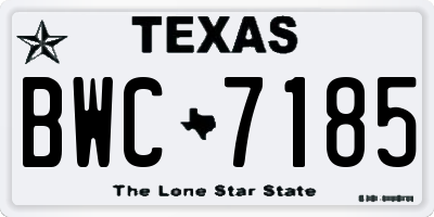 TX license plate BWC7185