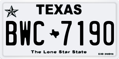 TX license plate BWC7190