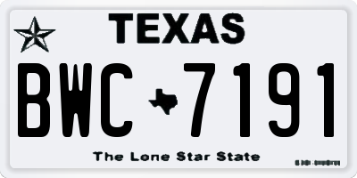 TX license plate BWC7191