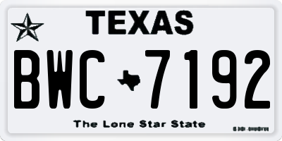 TX license plate BWC7192
