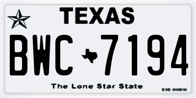 TX license plate BWC7194