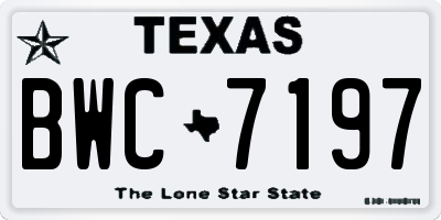 TX license plate BWC7197