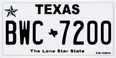 TX license plate BWC7200