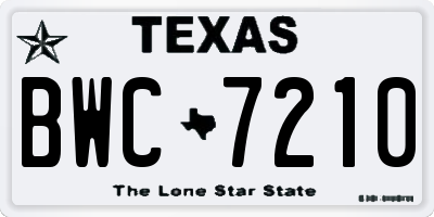 TX license plate BWC7210