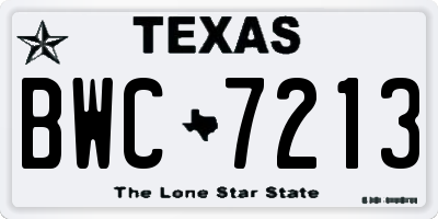 TX license plate BWC7213