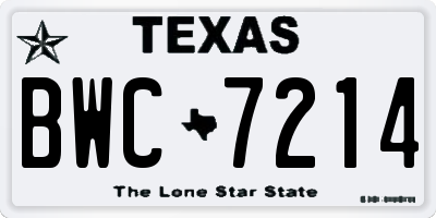 TX license plate BWC7214