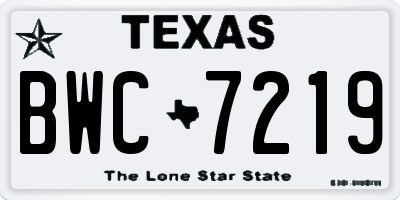 TX license plate BWC7219