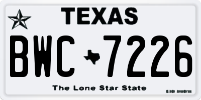 TX license plate BWC7226