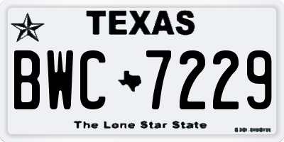 TX license plate BWC7229