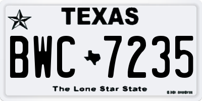TX license plate BWC7235