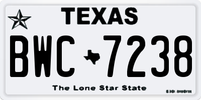 TX license plate BWC7238