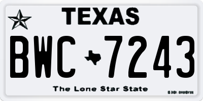 TX license plate BWC7243