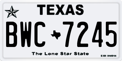 TX license plate BWC7245