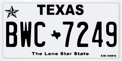 TX license plate BWC7249