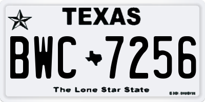 TX license plate BWC7256