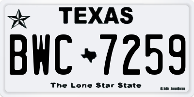 TX license plate BWC7259
