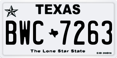 TX license plate BWC7263
