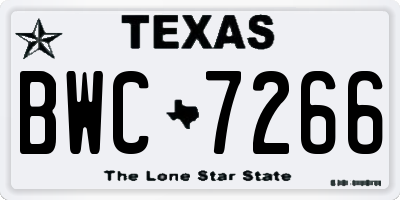 TX license plate BWC7266