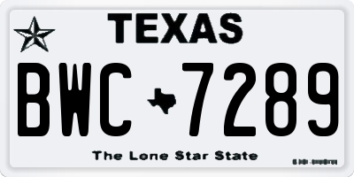 TX license plate BWC7289