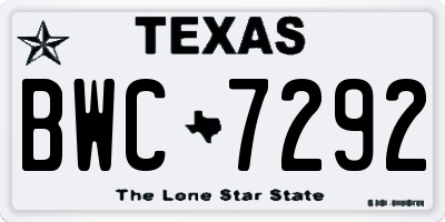TX license plate BWC7292