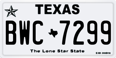 TX license plate BWC7299
