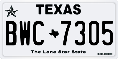 TX license plate BWC7305