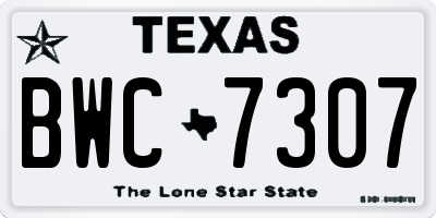 TX license plate BWC7307