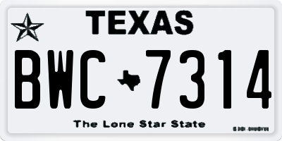 TX license plate BWC7314