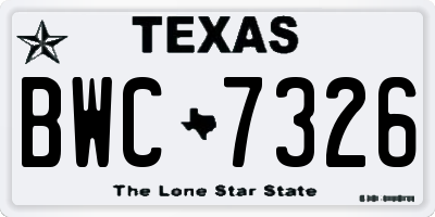 TX license plate BWC7326