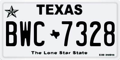 TX license plate BWC7328