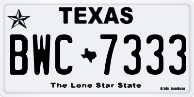 TX license plate BWC7333