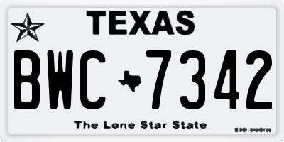 TX license plate BWC7342