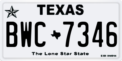 TX license plate BWC7346