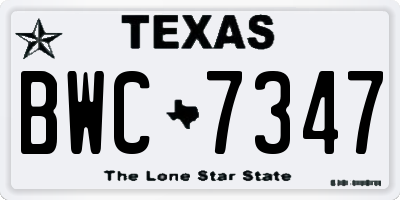 TX license plate BWC7347