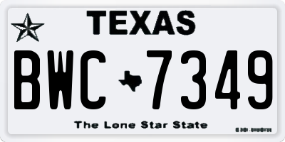 TX license plate BWC7349