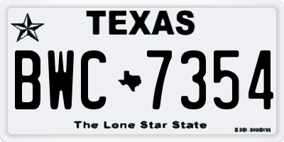 TX license plate BWC7354