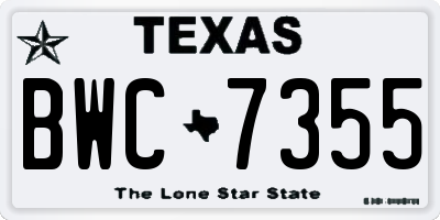 TX license plate BWC7355